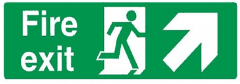 Fire Exit Sign, Rigid Plastic | Arrow Up Left