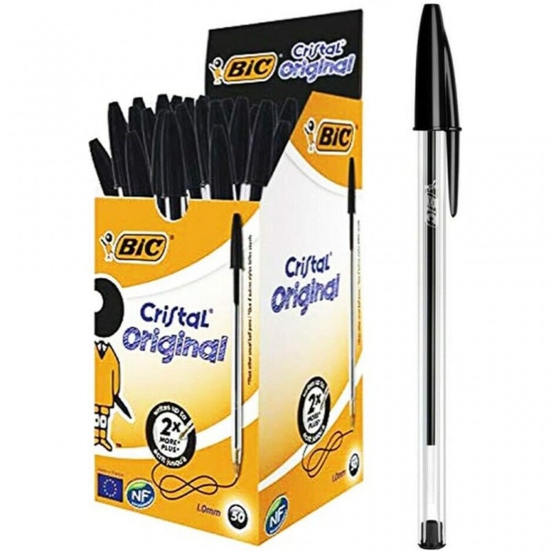 pens black bic cristal original medium point (1.0 mm) pack of 50