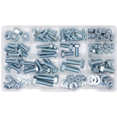 Bolts Nuts Washers M6 M8 M10 Hex, Assorted Box (128)