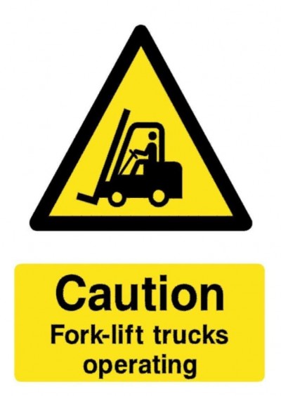 Caution Fork Lift Trucks Operating Sign Plastic A3