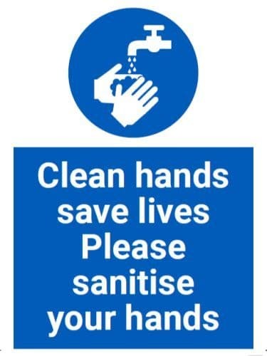 Clean Hands Sign On 3mm Corex, A2