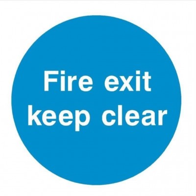 Fire Exit & Keep Clear 85mm x 85mm Sign Rigid Plastic