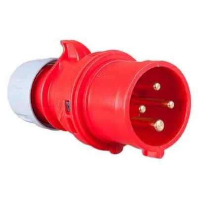 Plug Red Cable Mount 4 Pin, 400V Volt 16  Amp