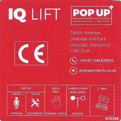 Pop Up IQ10 ID Main Red Machine Label x 100